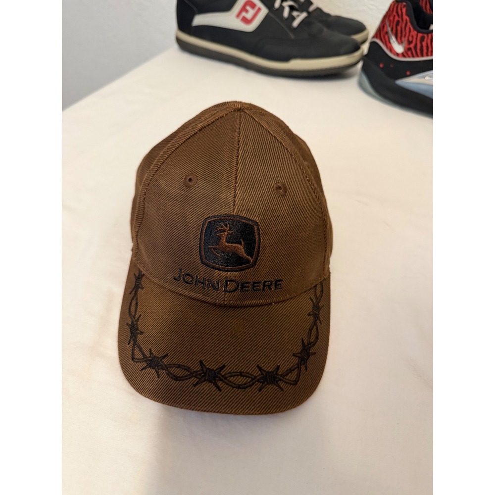 John Deere Toddler Brown Barbed Wire Embroidered Baseball Cap Hat One Size